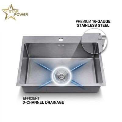 Giá tốt 23 Inch Undermount Single Bowl Kitchen Sink SUS304 18 Gauge Gunmetal PVD Finish trực tuyến